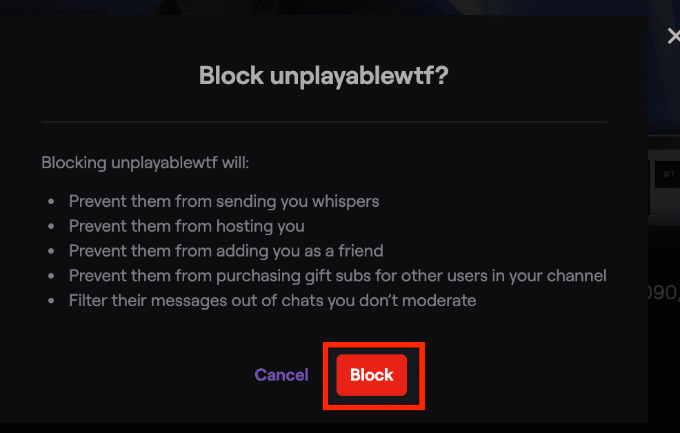 block someone on twitch