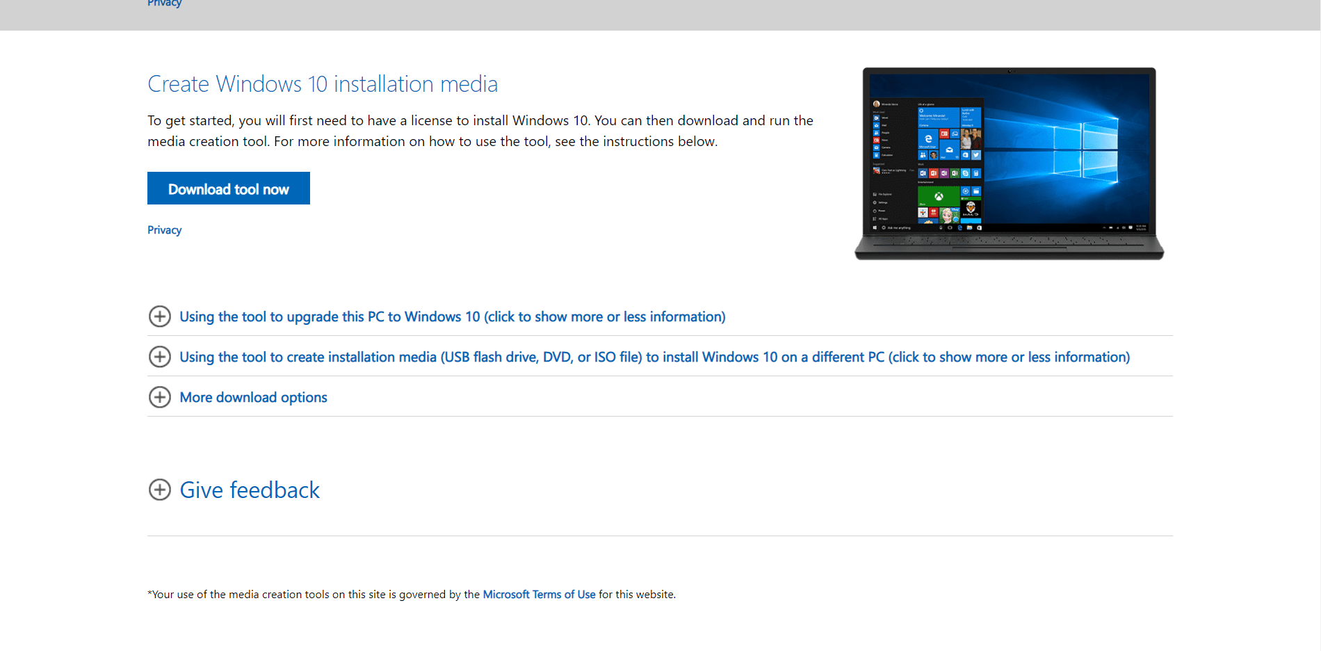 Windows 10 installation media