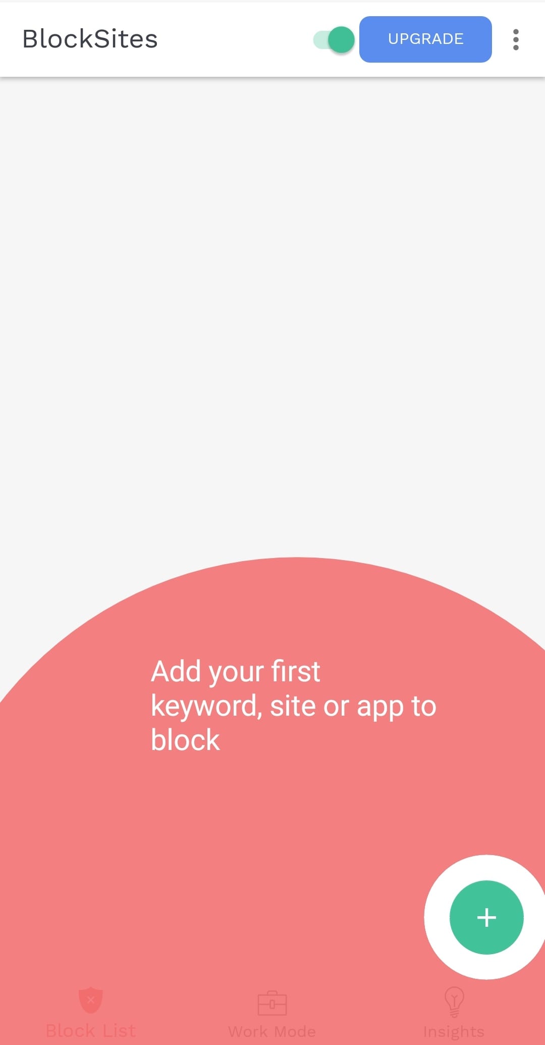 Add websites to block list on android