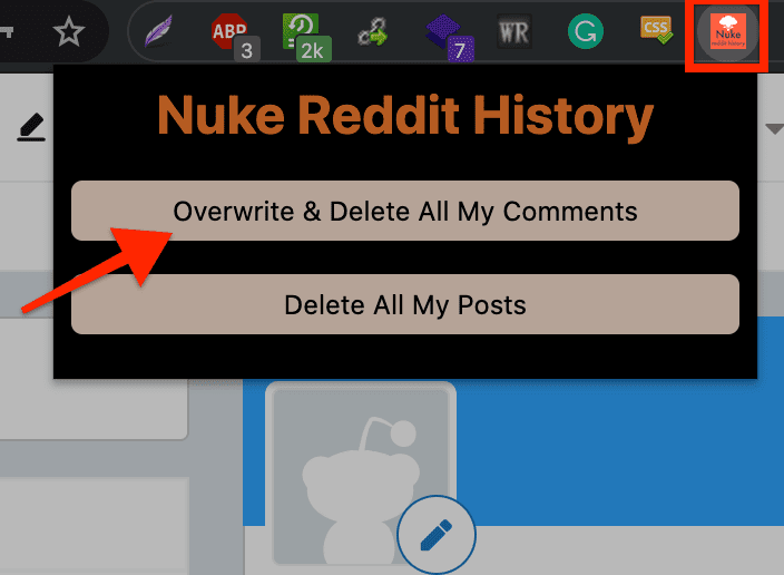 delete all reddit comments