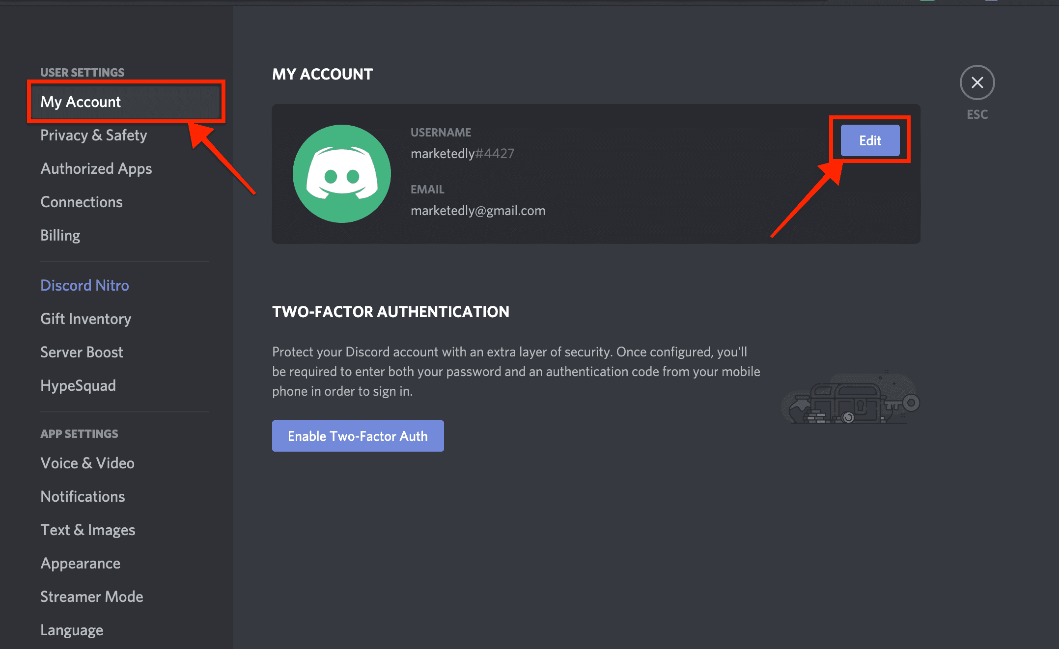 edit your discord account