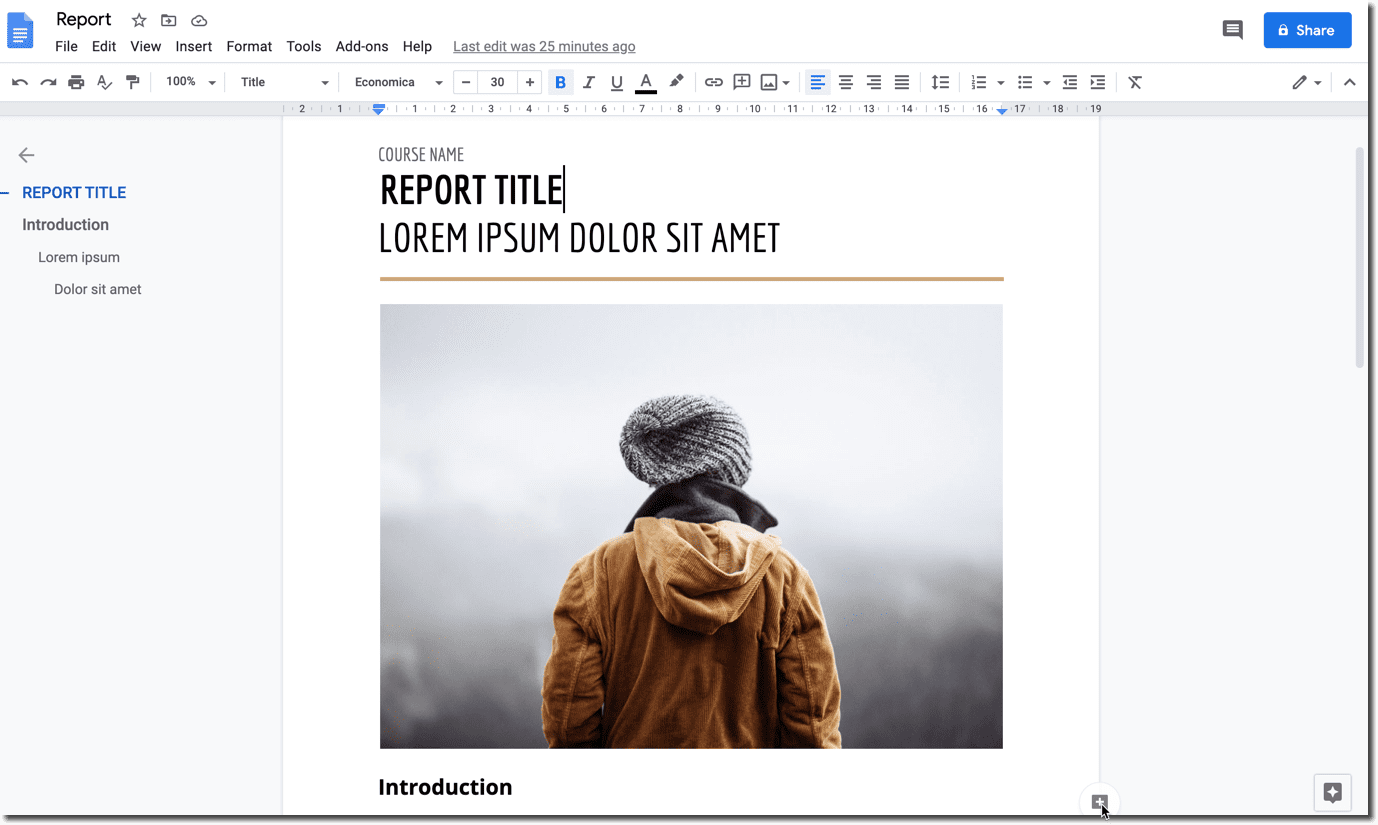 how to resize picture in google docs