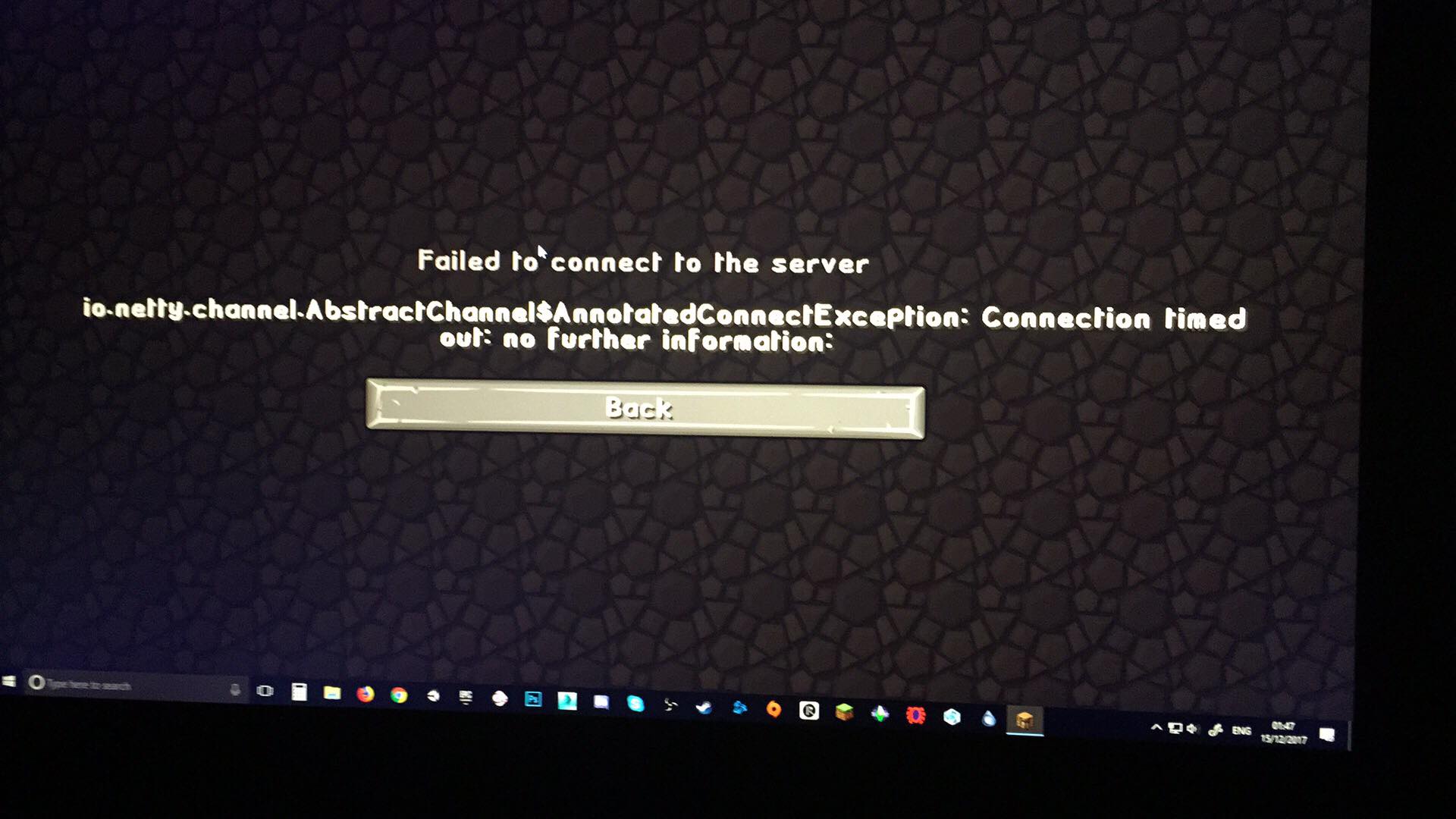 Unexpected error minecraft